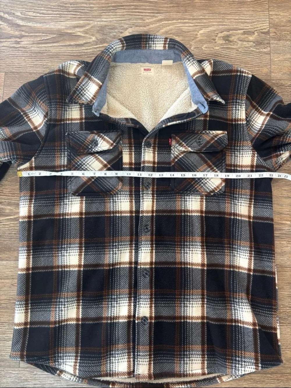 Levi's Microfleece Bonded Sherpa Shirt Shacket Brown Men's Size Large EUC